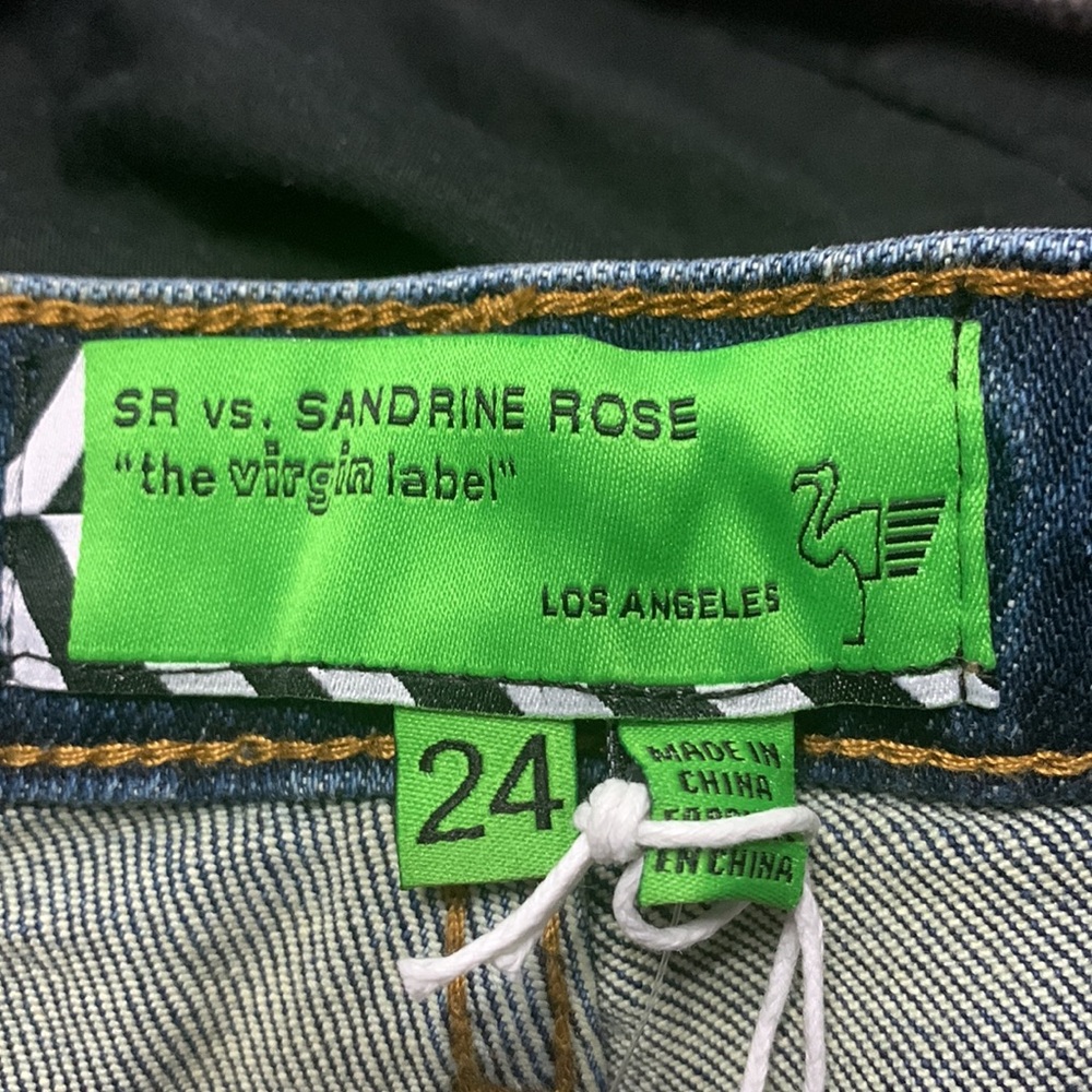 Free People x Sandrine Rose Women Blue Medit Flare Leg Jeans Sz 24 Distressed - Picture 5 of 10